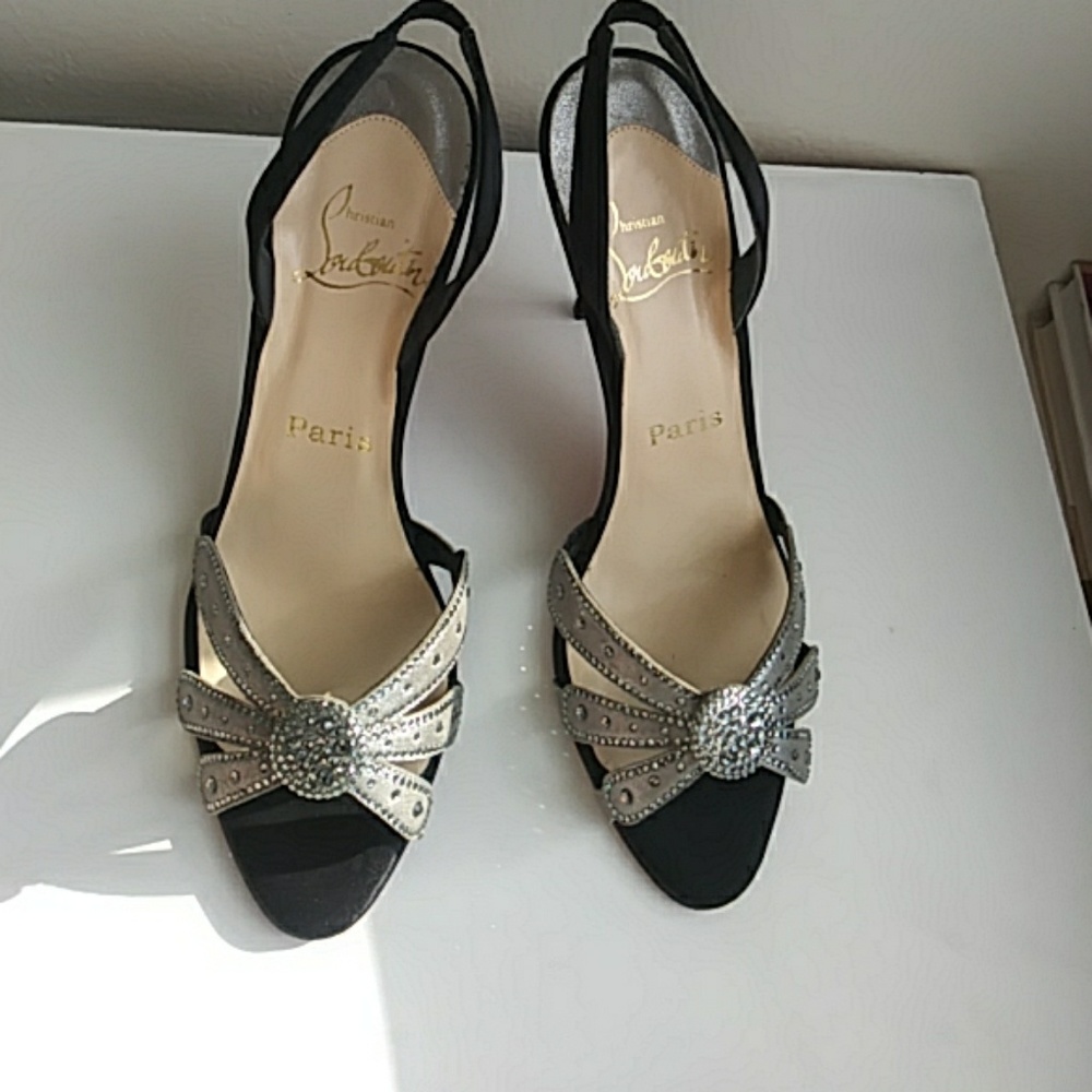 LOUBOUTIN SLING BACKS 3,5 INCH W CRYSTALS SIZE 37